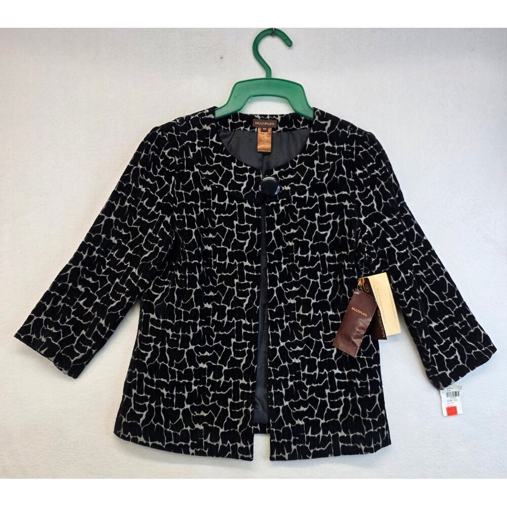 Multiples Missy Zebra Print Jacket XS Black Dressy Whimsigoth Artsy Business